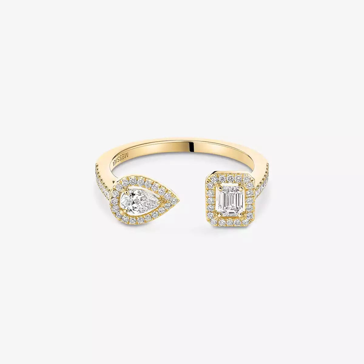 [Peak]OPEN SUGAR CUBE & TEARDROP PAVÉ DIAMOND RING