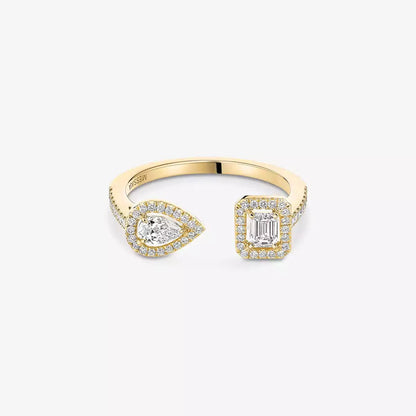 [Peak]OPEN SUGAR CUBE & TEARDROP PAVÉ DIAMOND RING