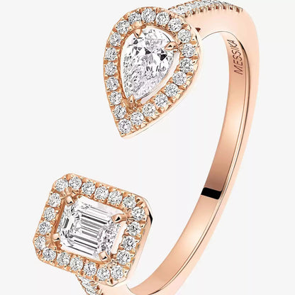 [Peak]OPEN SUGAR CUBE & TEARDROP PAVÉ DIAMOND RING
