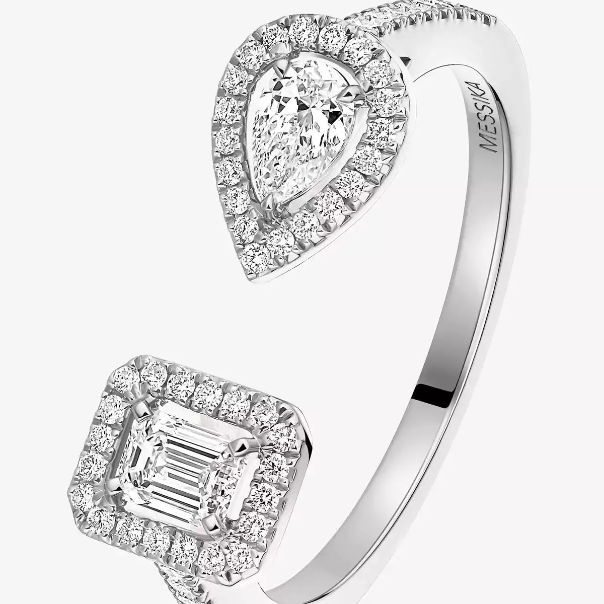 [Peak]OPEN SUGAR CUBE & TEARDROP PAVÉ DIAMOND RING
