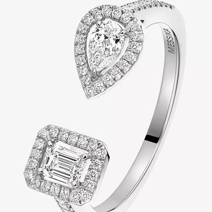 [Peak]OPEN SUGAR CUBE & TEARDROP PAVÉ DIAMOND RING