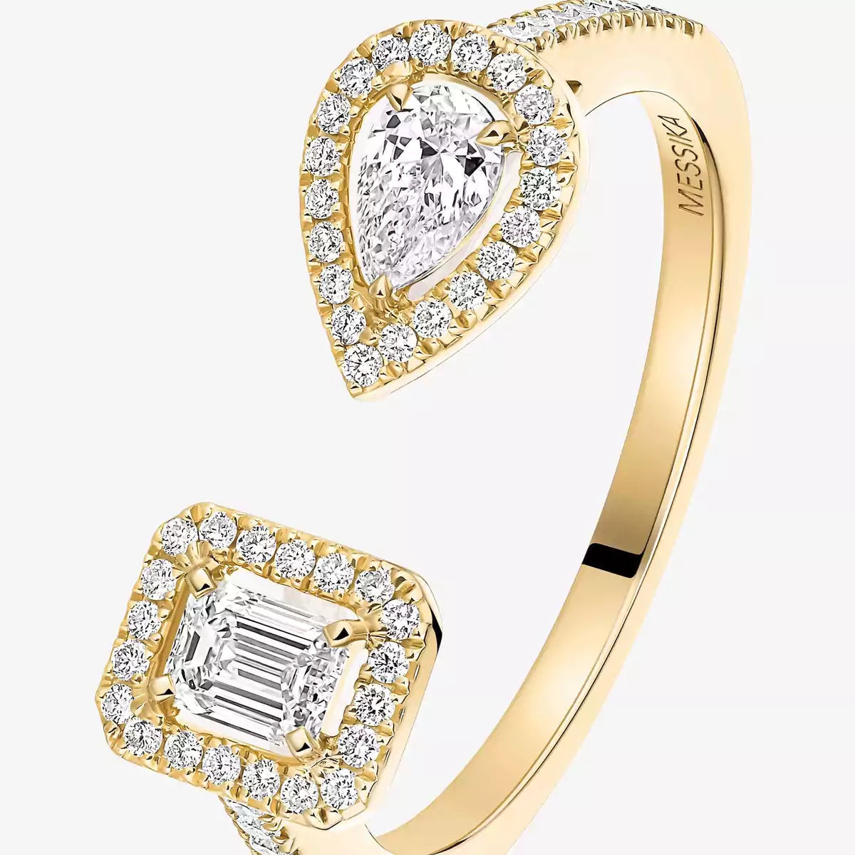 [Peak]OPEN SUGAR CUBE & TEARDROP PAVÉ DIAMOND RING