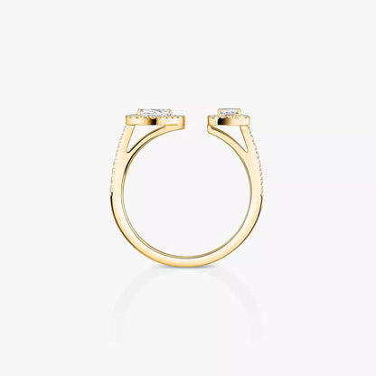 [Peak]OPEN SUGAR CUBE & TEARDROP PAVÉ DIAMOND RING