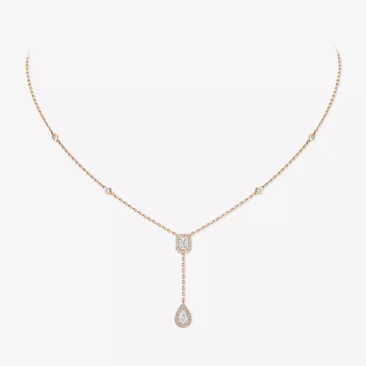 [Peak]SUGAR CUBE & TEARDROP FULL PAVÉ NECKLACE