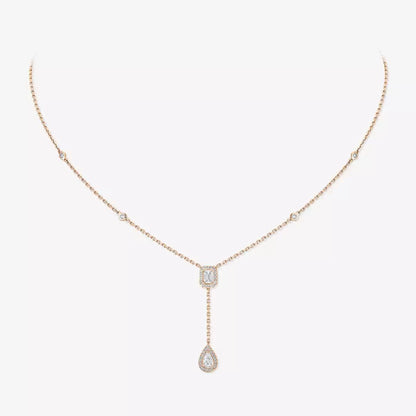 [Peak]SUGAR CUBE & TEARDROP FULL PAVÉ NECKLACE