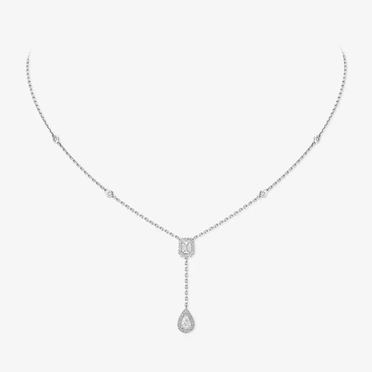 [Peak]SUGAR CUBE & TEARDROP FULL PAVÉ NECKLACE