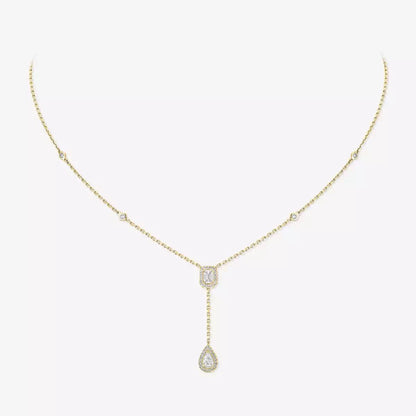 [Peak]SUGAR CUBE & TEARDROP FULL PAVÉ NECKLACE