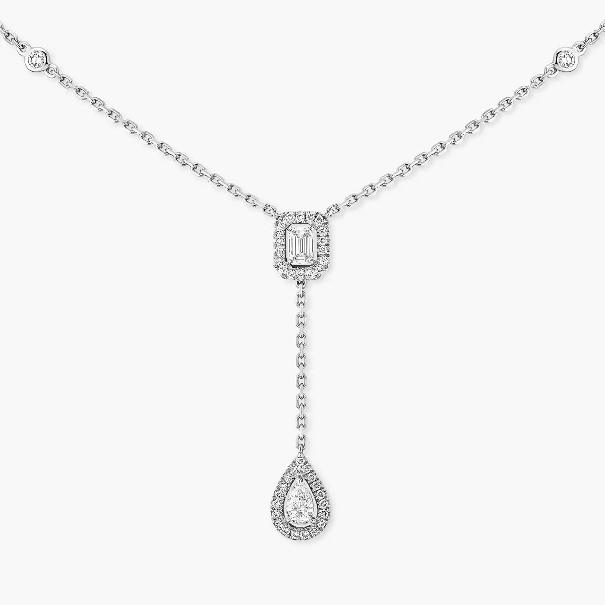 [Peak]SUGAR CUBE & TEARDROP FULL PAVÉ NECKLACE