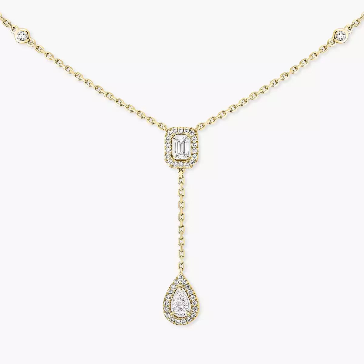 [Peak]SUGAR CUBE & TEARDROP FULL PAVÉ NECKLACE