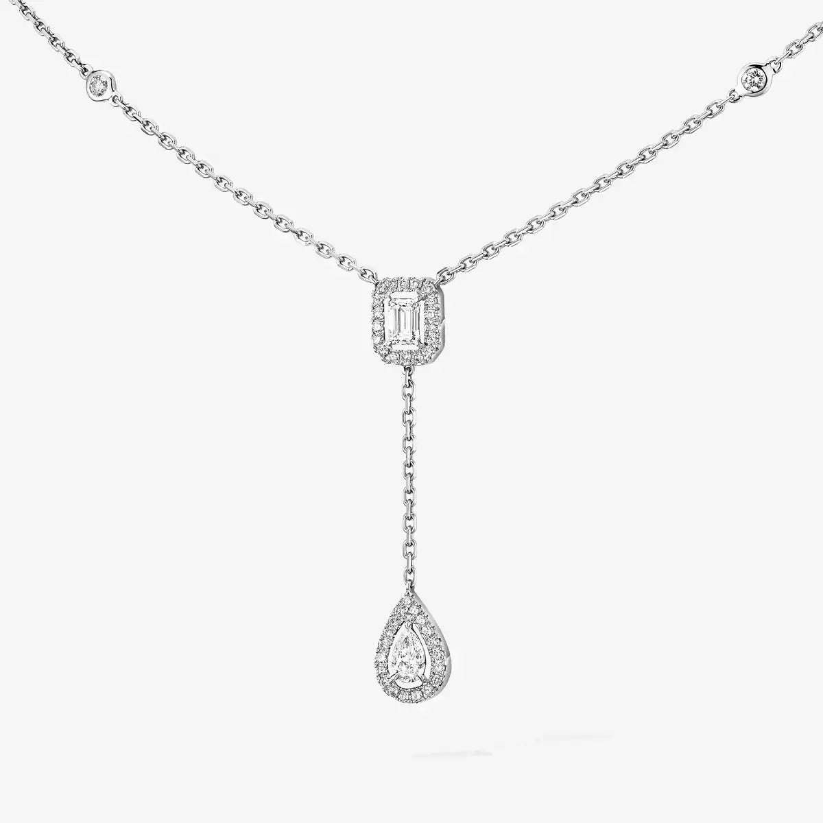 [Peak]SUGAR CUBE & TEARDROP FULL PAVÉ NECKLACE