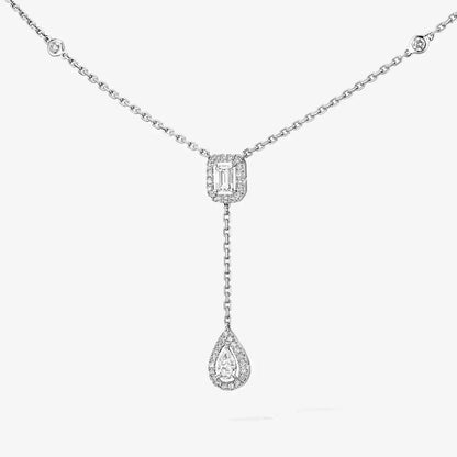 [Peak]SUGAR CUBE & TEARDROP FULL PAVÉ NECKLACE