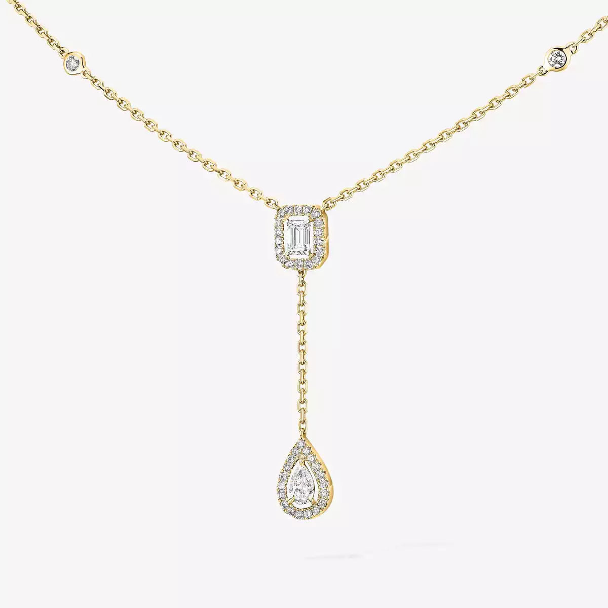 [Peak]SUGAR CUBE & TEARDROP FULL PAVÉ NECKLACE