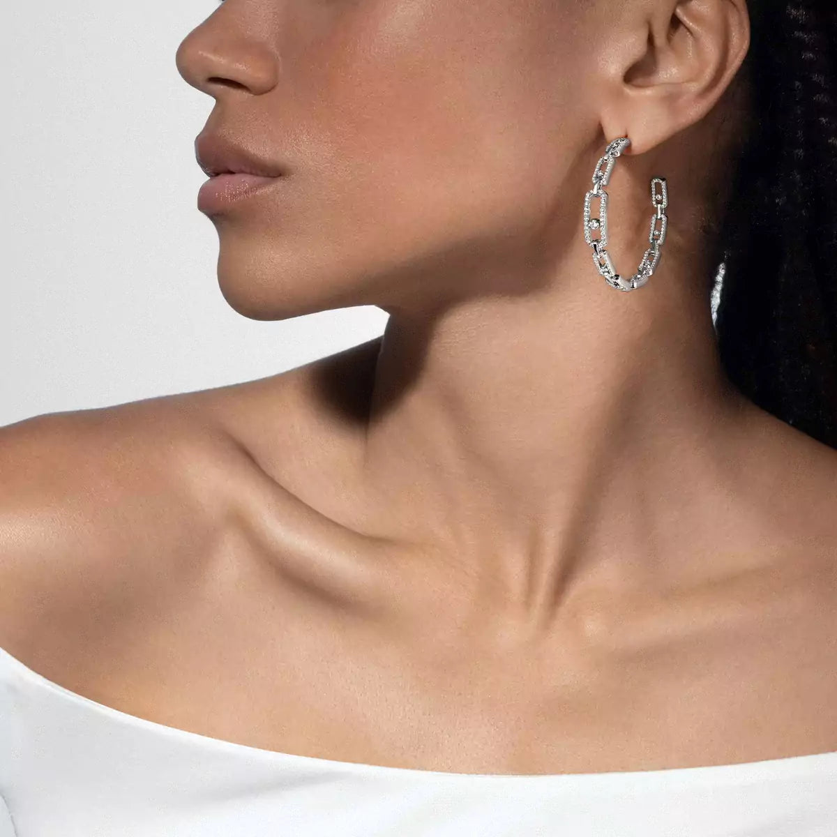 [Peak]MOVE LINK KINETIC DIAMOND HOOP EARRINGS
