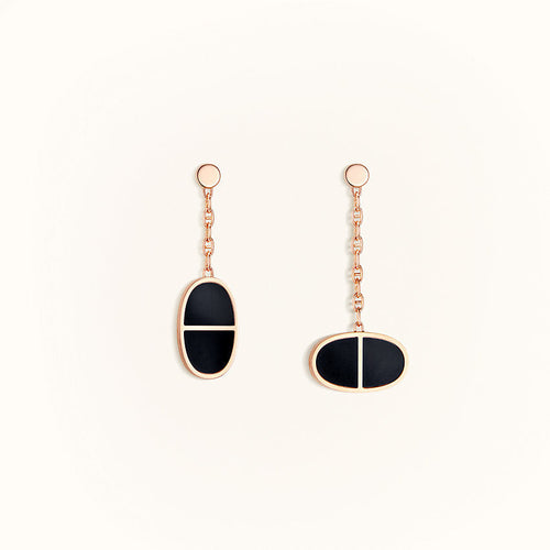 [Peak]CHAINE VERSO BLACK CERAMIC EARRINGS