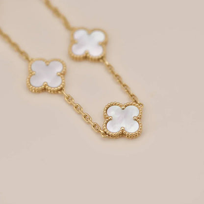 [Peak]LUCKY CLOVER 5-MOTIF BRACELET - WHITE MOTHER-OF-PEARL COLLECTION