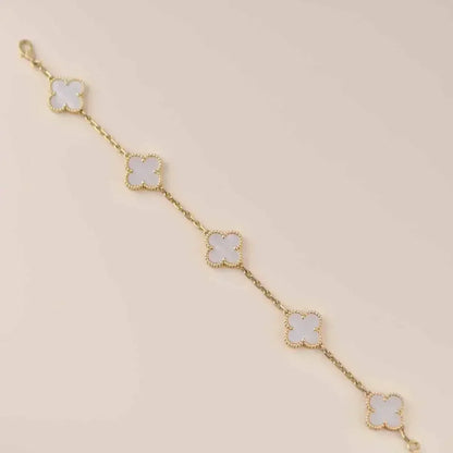 [Peak]LUCKY CLOVER 5-MOTIF BRACELET - WHITE MOTHER-OF-PEARL COLLECTION