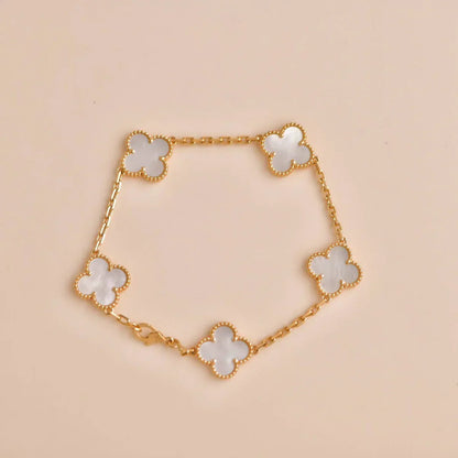 [Peak]LUCKY CLOVER 5-MOTIF BRACELET - WHITE MOTHER-OF-PEARL COLLECTION