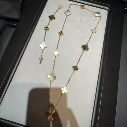 [Peak]DETACHABLE 15-MOTIF CLOVER STATEMENT SET - GREY MOTHER-OF-PEARL & LASER