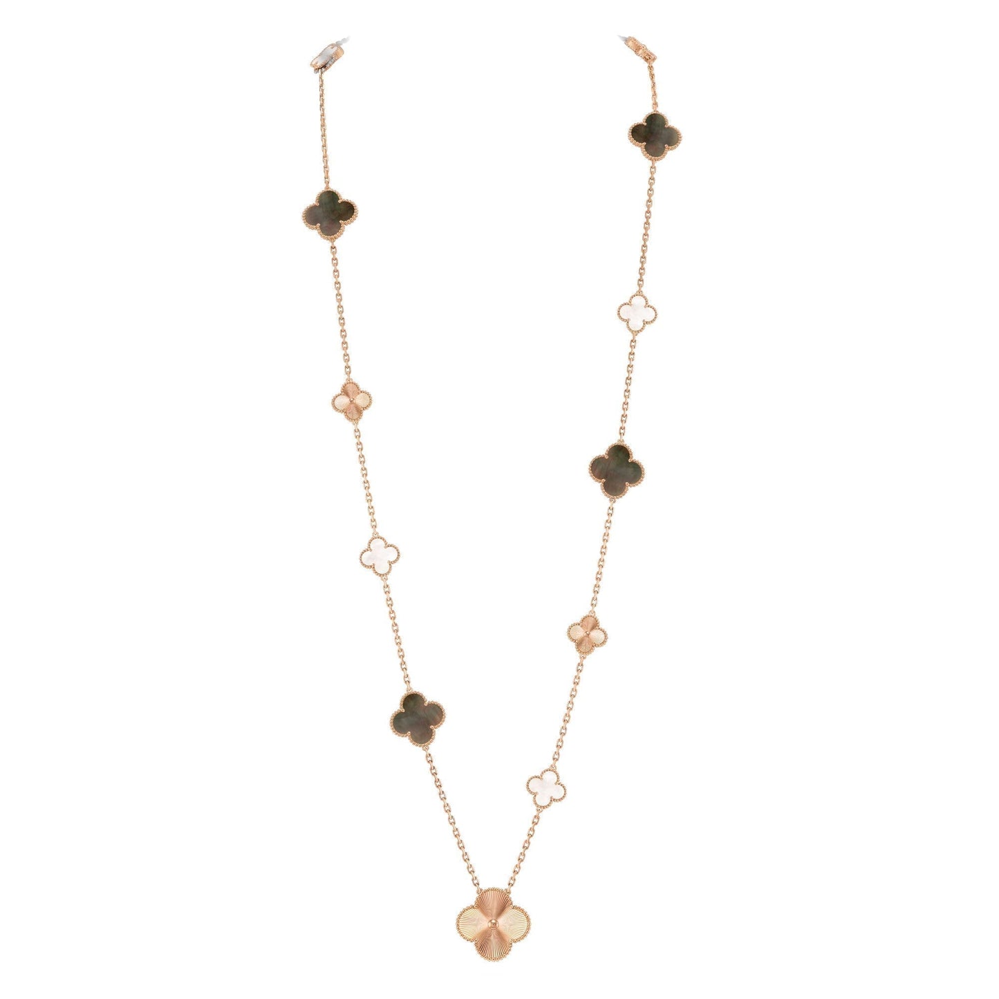[Peak]DETACHABLE 15-MOTIF CLOVER STATEMENT SET - GREY MOTHER-OF-PEARL & LASER
