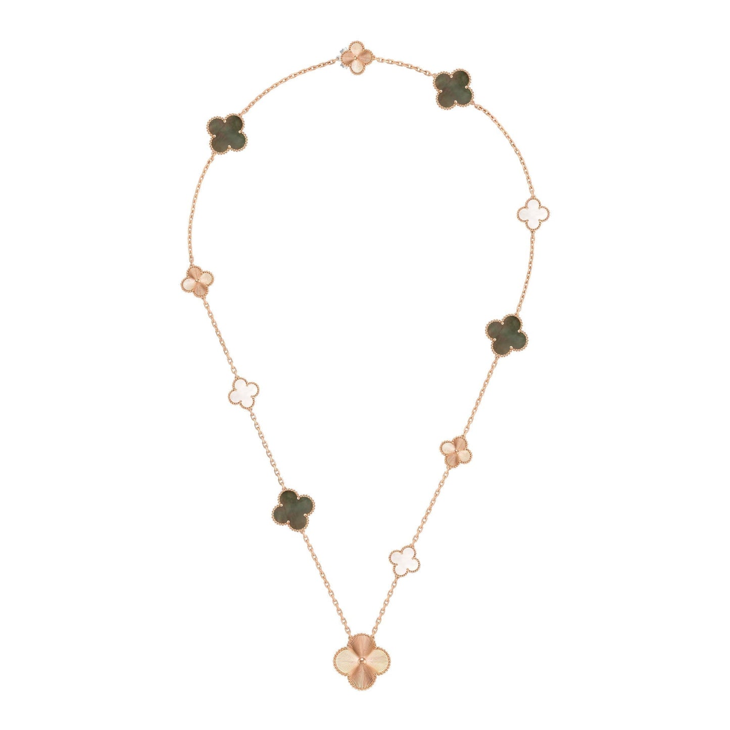 [Peak]DETACHABLE 15-MOTIF CLOVER STATEMENT SET - GREY MOTHER-OF-PEARL & LASER
