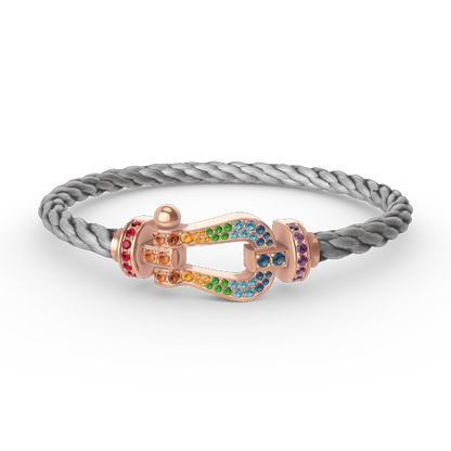 [Peak]FORCE LARGE HORSESHOE COLORED DIAMOND BRACELET - ROSE GOLD