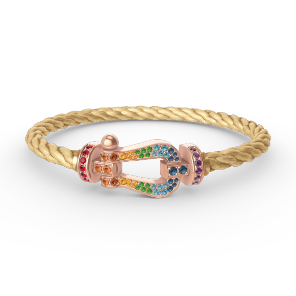 [Peak]FORCE LARGE HORSESHOE COLORED DIAMOND BRACELET - ROSE GOLD