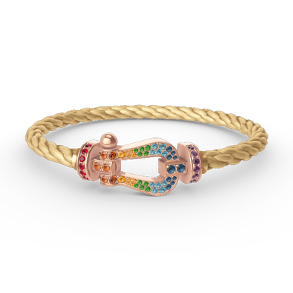 [Peak]FORCE LARGE HORSESHOE COLORED DIAMOND BRACELET - ROSE GOLD