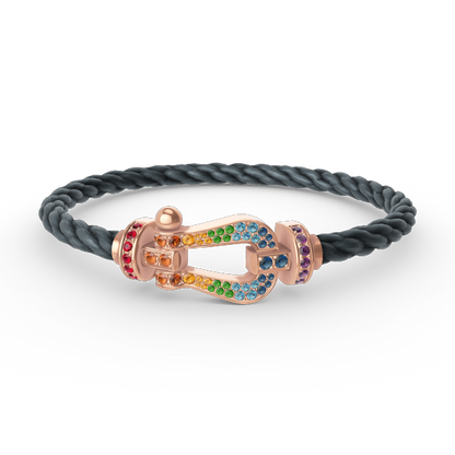 [Peak]FORCE LARGE HORSESHOE COLORED DIAMOND BRACELET - ROSE GOLD