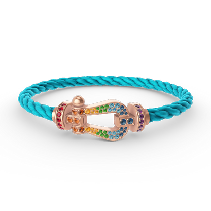 [Peak]FORCE LARGE HORSESHOE COLORED DIAMOND BRACELET - ROSE GOLD