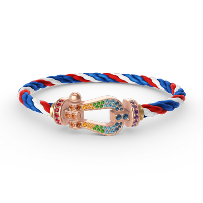 [Peak]FORCE LARGE HORSESHOE COLORED DIAMOND BRACELET - ROSE GOLD