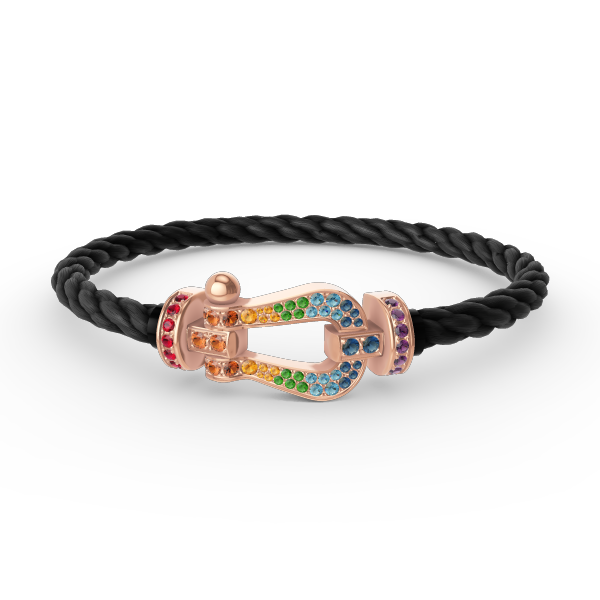 [Peak]FORCE LARGE HORSESHOE COLORED DIAMOND BRACELET - ROSE GOLD