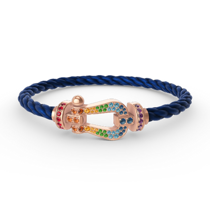 [Peak]FORCE LARGE HORSESHOE COLORED DIAMOND BRACELET - ROSE GOLD
