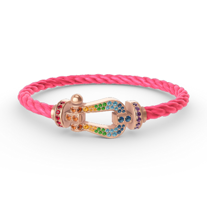[Peak]FORCE LARGE HORSESHOE COLORED DIAMOND BRACELET - ROSE GOLD