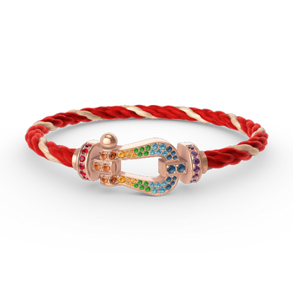 [Peak]FORCE LARGE HORSESHOE COLORED DIAMOND BRACELET - ROSE GOLD