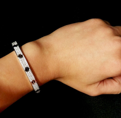 [Peak]CLASSIC 6.1MM LOVE BANGLE - DIAMOND PAVÉ & BLACK CERAMIC