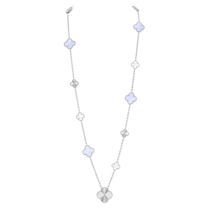 [Peak]DETACHABLE 15-MOTIF CLOVER STATEMENT SET - PURPLE CHALCEDONY & LASER