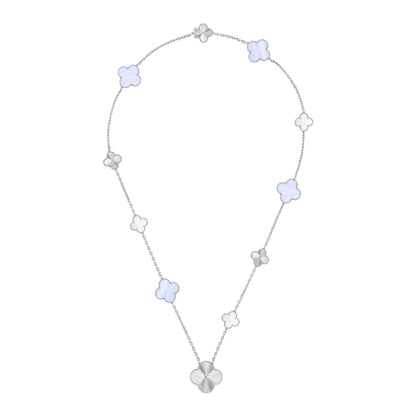 [Peak]DETACHABLE 15-MOTIF CLOVER STATEMENT SET - PURPLE CHALCEDONY & LASER