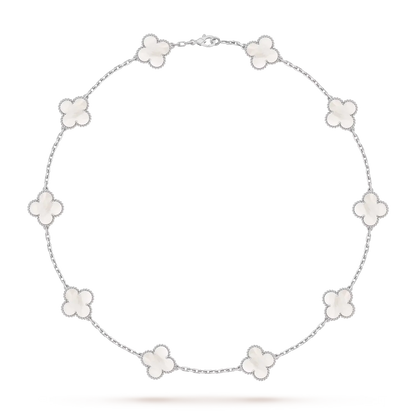 [Peak]CLASSIC LUCKY 10-MOTIF CLOVER NECKLACE WHITE GOLD COLLECTION