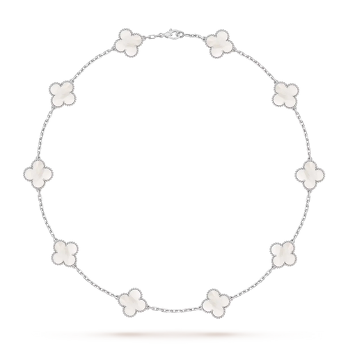 [Peak]CLASSIC LUCKY 10-MOTIF CLOVER NECKLACE WHITE GOLD COLLECTION