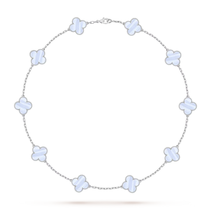 [Peak]CLASSIC LUCKY 10-MOTIF CLOVER NECKLACE WHITE GOLD COLLECTION