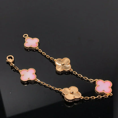 [Peak]LUCKY CLOVER 5-MOTIF BRACELET - PINK MOTHER-OF-PEARL COLLECTION