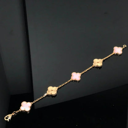 [Peak]LUCKY CLOVER 5-MOTIF BRACELET - PINK MOTHER-OF-PEARL COLLECTION