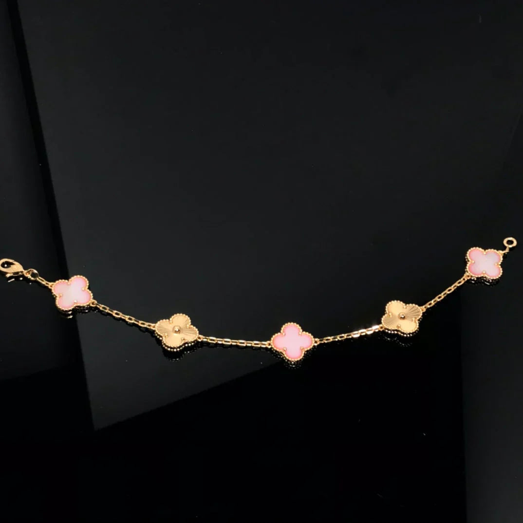 [Peak]LUCKY CLOVER 5-MOTIF BRACELET - PINK MOTHER-OF-PEARL COLLECTION