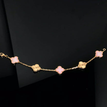 [Peak]LUCKY CLOVER 5-MOTIF BRACELET - PINK MOTHER-OF-PEARL COLLECTION