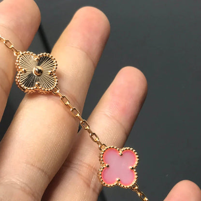 [Peak]LUCKY CLOVER 5-MOTIF BRACELET - PINK MOTHER-OF-PEARL COLLECTION